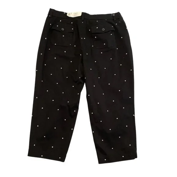 Croft & Barrow Women's Black Polka Dot Slimming Capri Pants Size M - Picture 3 of 10